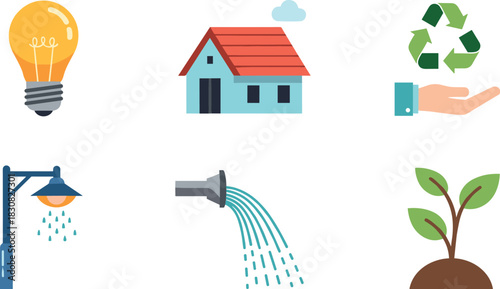 Sustainable living and eco-friendly icons