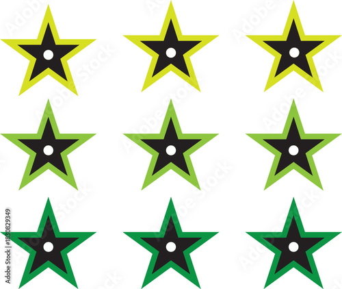sparkle star icon set simple style vector illustration of shiny twinkle effects silhouette collection of black stars isolated on black background.  Simple black star icon with a circle in the middle a