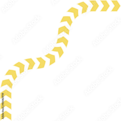 Flow-oriented neon arrow curve shaped as a continuous line following a smooth directional route.