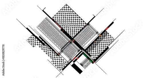 Abstract Keffiyeh pattern with traditional Middle Eastern geometric shapes.