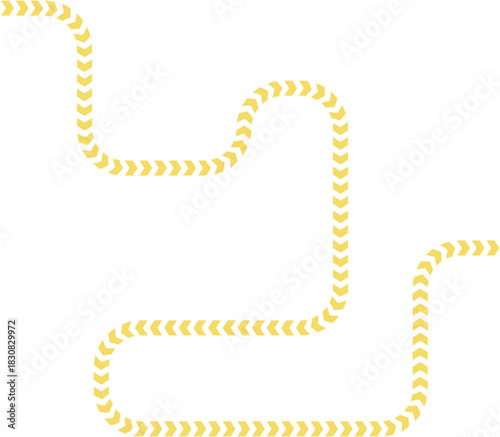 Fluid drift curve composed of neon arrows forming a smooth directional path within a flowing contour.