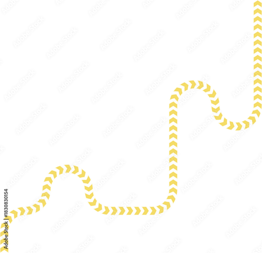 Naklejka premium L-shaped bend formed by neon arrows creating a turning directional path with a continuous flowing contour.