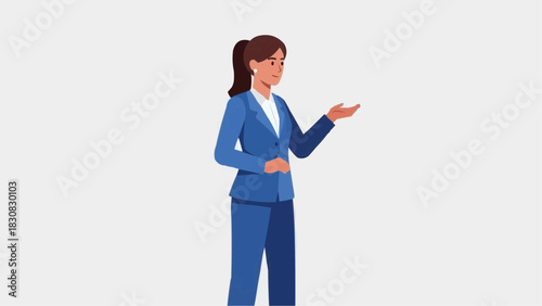 Illustration of professional woman in suit presenting business concept vector graphic design artwork asset brazil ceara