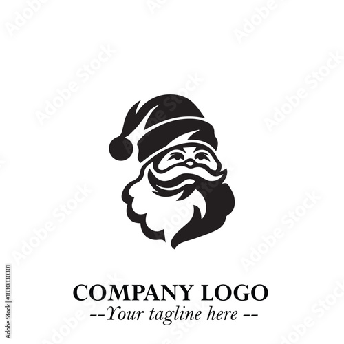 Santa Claus Logo Symbol in Black on White Background for Classic Holiday Branding and Design ArtPlus