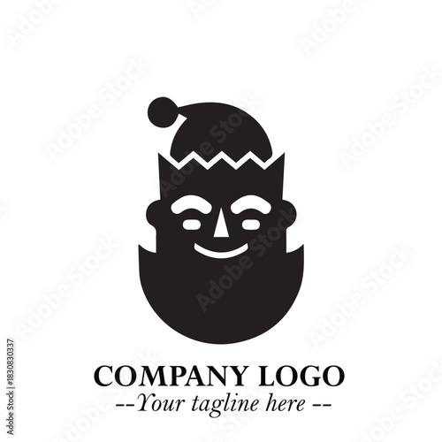 Santa Claus Logo Symbol in Black on White Background for Classic Holiday Branding and Design ArtPlus