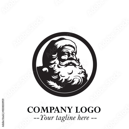 Santa Claus Logo Symbol in Black on White Background for Classic Holiday Branding and Design ArtPlus