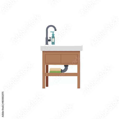 Bathroom essential elegance simple clean wooden vanity with ceramic countertop modern faucet