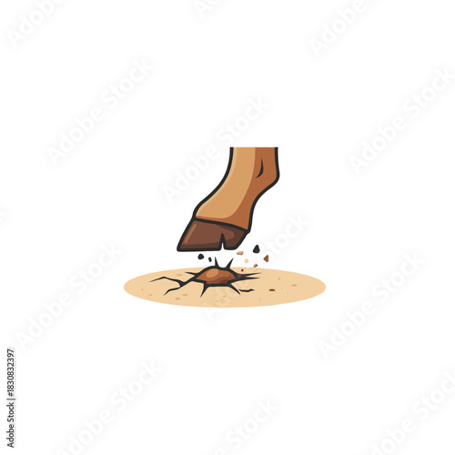 Conceptual illustration showcasing the impact of a hoof upon the earth causing ground cracks and