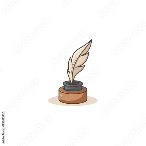 Elegantly crafted vintage quill pen and inkwell illustrating timeless writing tools for creative