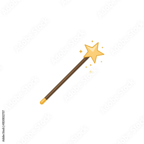 Enchanting magical wand with gleaming star creates wonder and invites into realm of playful