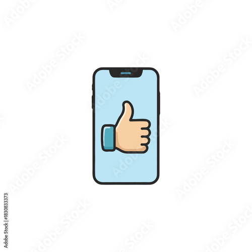 Stylized illustration of positive affirmation hand gesture displayed on a phone screen design
