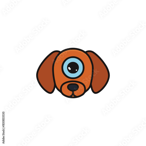 Whimsical canine character design featuring a unique cyclopean twist, great for children's