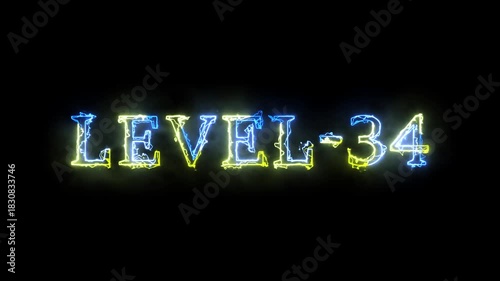 Level 34 Neon Electric 4K Glowing Animation