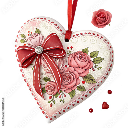 red heart with roses