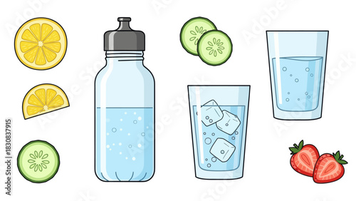 Stay hydrated with refreshing fruit infused water and a reusable bottle