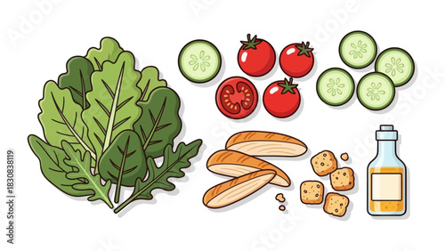 Fresh salad ingredients ready for a delicious, healthy meal at home today