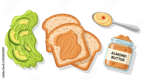 Delicious avocado toast with almond butter for healthy lifestyle choices
