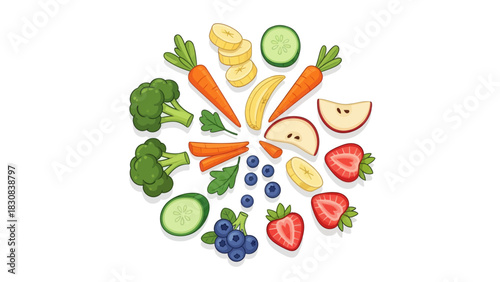 Vibrant assortment of fresh fruits and vegetables for healthy eating