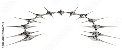 isolated futuristic spike structure. chrome metallic ring representing a digital barrier or hostile entity.