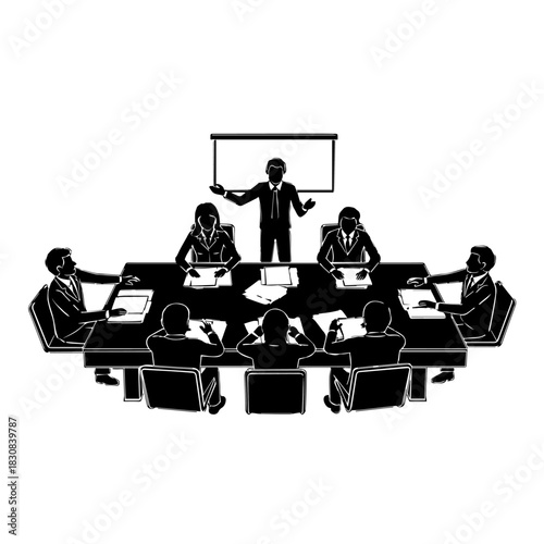 black and white business meeting presentation clip art preview
