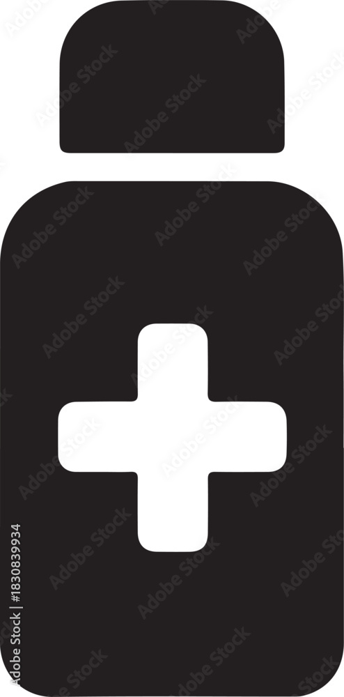 Fototapeta premium Solid disinfectant bottle vector icon ideal for cleaning, hygiene, sanitation, and sterilization graphics.