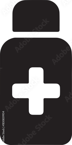   Solid disinfectant bottle vector icon ideal for cleaning, hygiene, sanitation, and sterilization graphics.