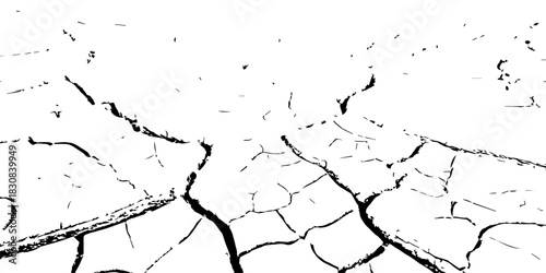 Black and white cracked earth texture showing dry, parched ground. High-contrast drought soil pattern ideal for climate change, environmental backgrounds, vector design, and natural texture illustrati