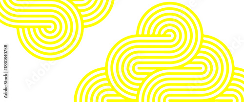 Doodle banner with yellow ramen pattern on white background. Wave abstract pattern. abstract yellow background.