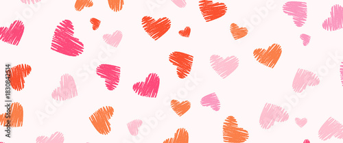 valentine days. Trendy Valentine's Day banner. Concept of vector minimalist background with typography design, colorful hearts for Valentine's Day party,