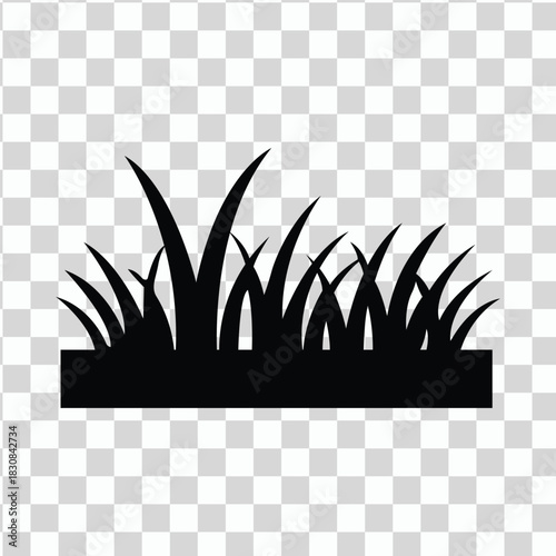 Black silhouette of grass blades growing from a base
