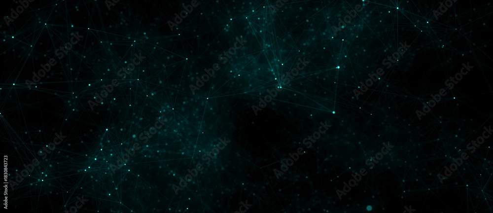 Fototapeta premium Network connection structure. Abstract blue background with moving dots, lines and triangles. Futuristic illustration. Digital technology design. 3d rendering