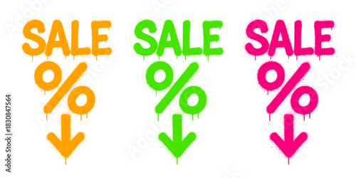 Colorful sale graffiti for marketing, ecommerce and retail discount promotions, vibrant urban style vector illustration