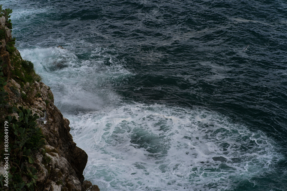 Fototapeta premium Waves breaking on rocks