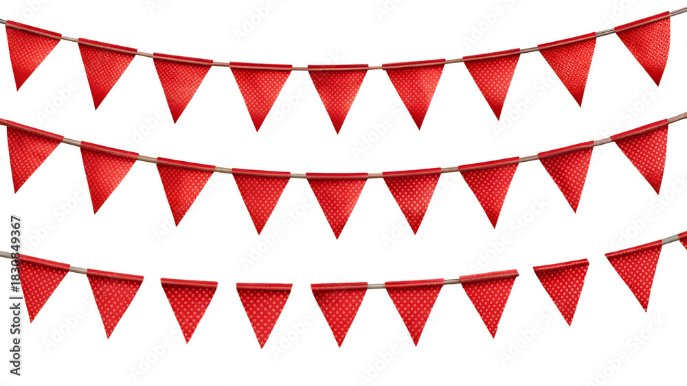Obraz premium Red Triangle Party Bunting Garlands Isolated on Transparent Background