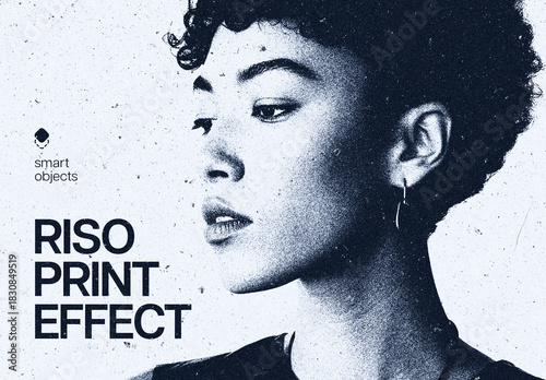 Grunge Risoprint Photo Effect Mockup