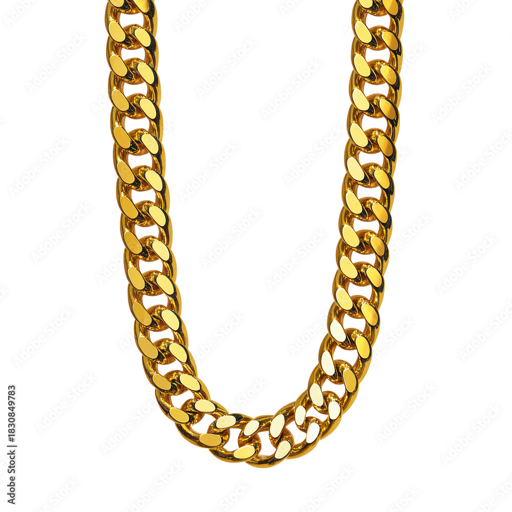 Obraz premium The gold chain is elegant and simple, adding a refined touch. full length isolate on transparent background