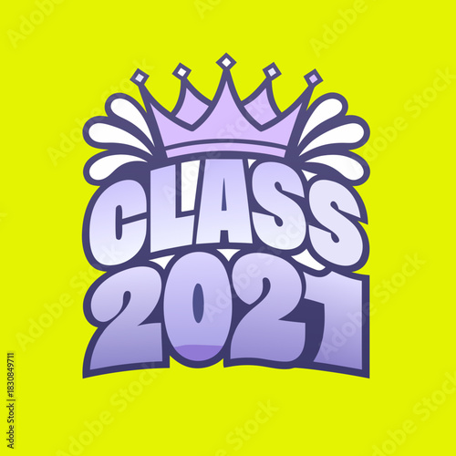 Class of 2021 graduation crown graphic emblem royal