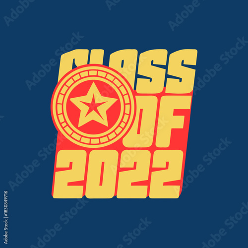 Class of 2022 emblem with star and bold text circle