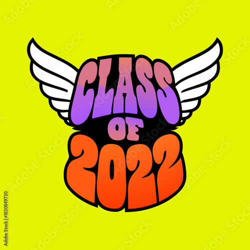 Class of 2022 winged emblem with gradient text graduation