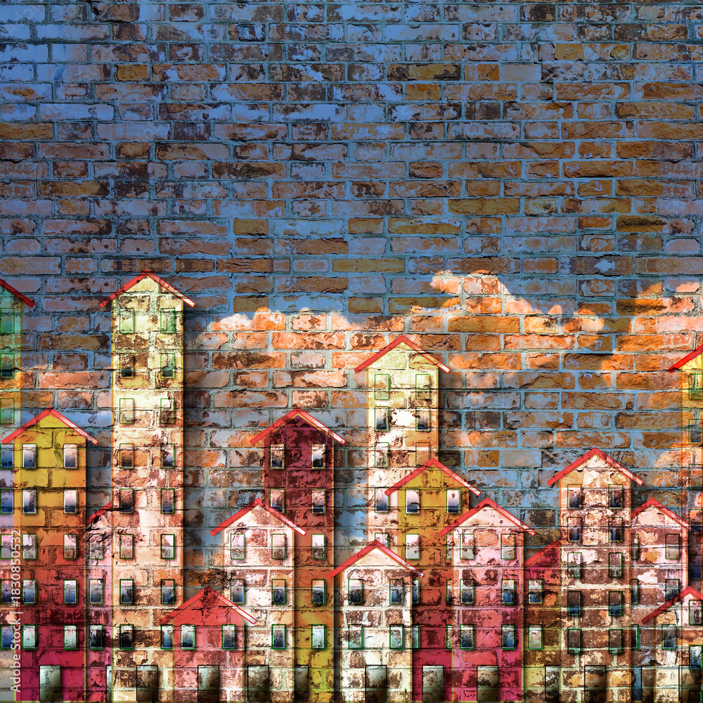 custom made wallpaper toronto digitalPublic housing concept image painted on a brick wall - I'm the copyright owner of the graffiti images used in this picture.