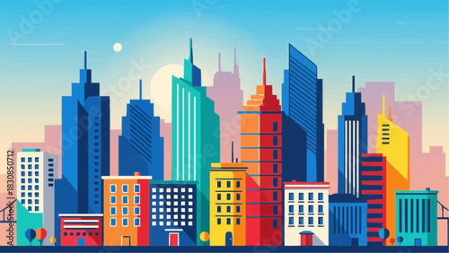 Cityscape skyline illustration of urban buildings and architecture with colorful skyscrapers in the city view brazil ceara