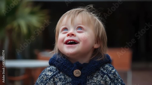 Happy child with down syndrome enjoying life, innocent, toddler, cheerful, fun, carefree, happy, playful, funny, healthy, expression, adorable, human, life, care