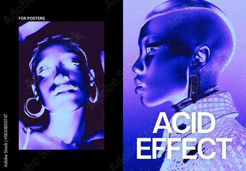 Acid Color Poster Photo Effect Mockup