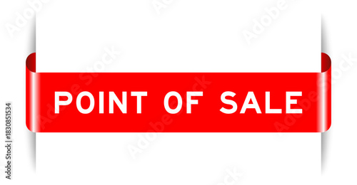 Red color inserted label banner with word point of sale on white background