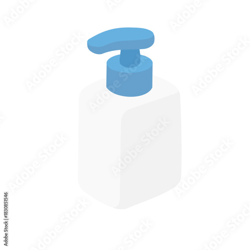 Small Plastic Pump Bottle For Liquid Hand Soap, Isolated On White Background. Vector Illustration