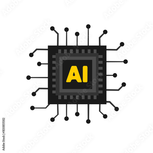 Artificial intelligence circuit line style. Machine learning design. Smart network digital technology. AI. Vector illustration