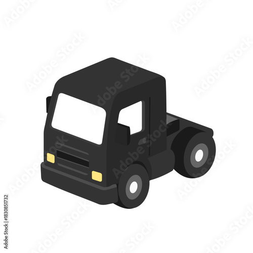 Illustration of a cargo truck without a trailer. Used for transporting goods in the transport and logistics industry. 