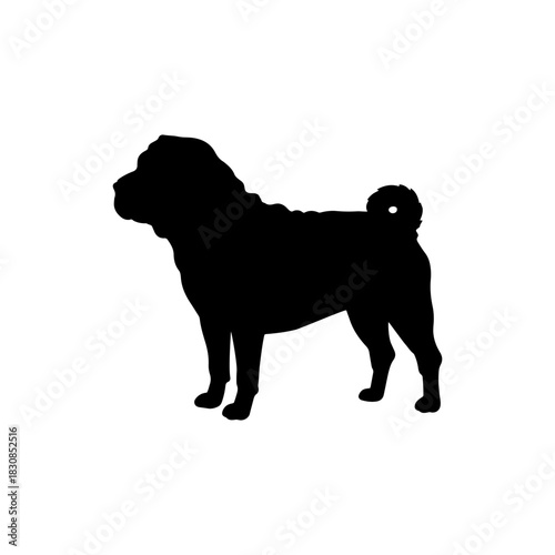 Shar pei dog silhouette vector flat illustration design.