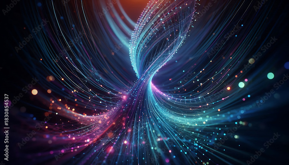 Obraz premium Cosmic Neon Energy Waves background. 