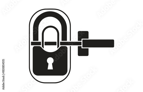 Classic oval shaped padlock secured with a horizontal shackle and keyhole detail